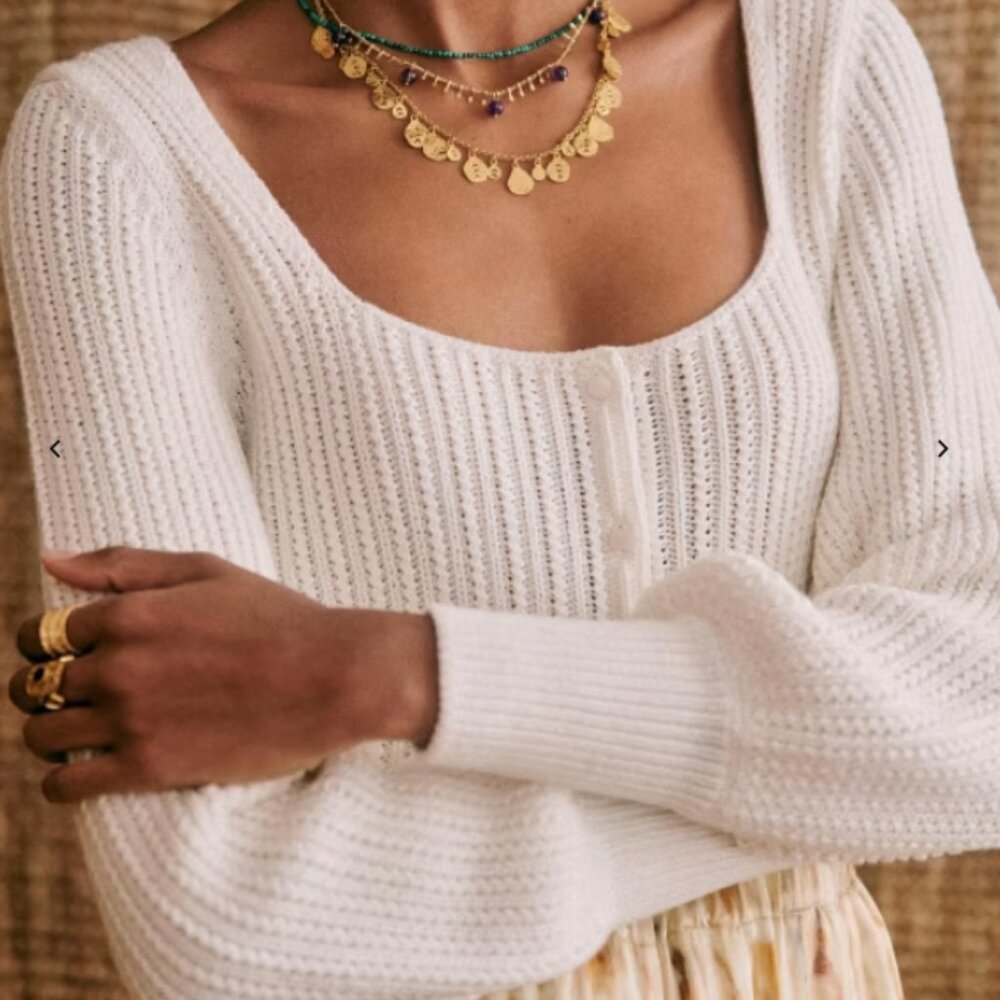 Sezane Marietta Cardigan Ecru - Size XL